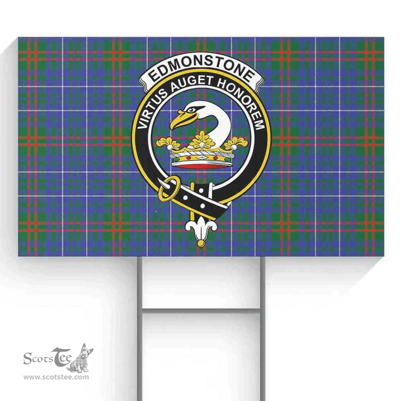 Scottish Edmonstone (of Duntreath) Clan Tartan Yard Sign - Crest Classic  Scottish Plaid Tartan Plaid