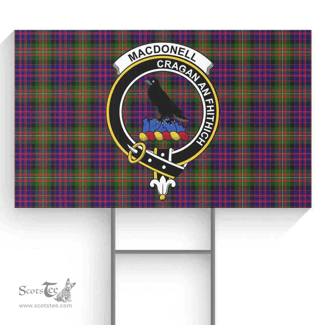 Scottish MacDonell of Glengarry Clan Tartan Yard Sign - Crest Classic  Scottish Plaid Tartan Plaid