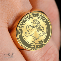 Scottish Stewart of Appin Clan Tartan Ring -  Engraved Signet Scottish Plaid Tartan Plaid