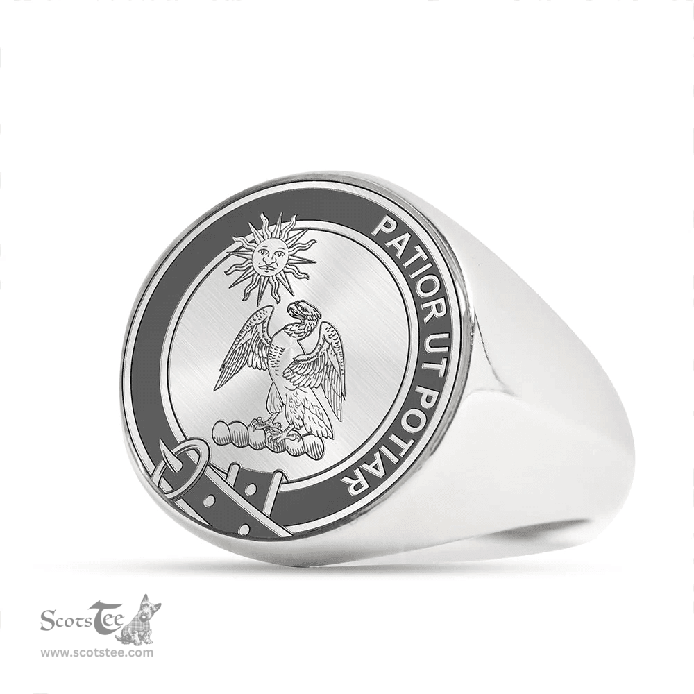 Scottish Spottiswood Clan Tartan Ring -  Engraved Signet Scottish Plaid Tartan Plaid