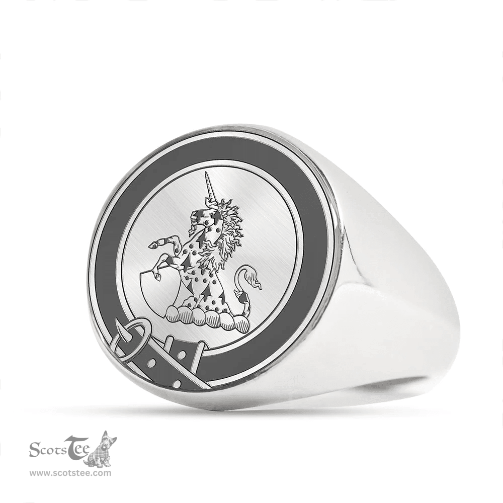 Scottish Thomas of Wales Clan Tartan Ring -  Engraved Signet Scottish Plaid Tartan Plaid