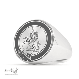 Scottish Thomas of Wales Clan Tartan Ring -  Engraved Signet Scottish Plaid Tartan Plaid