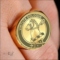 Scottish Binning (of Wallifoord) Clan Tartan Ring -  Engraved Signet Scottish Plaid Tartan Plaid