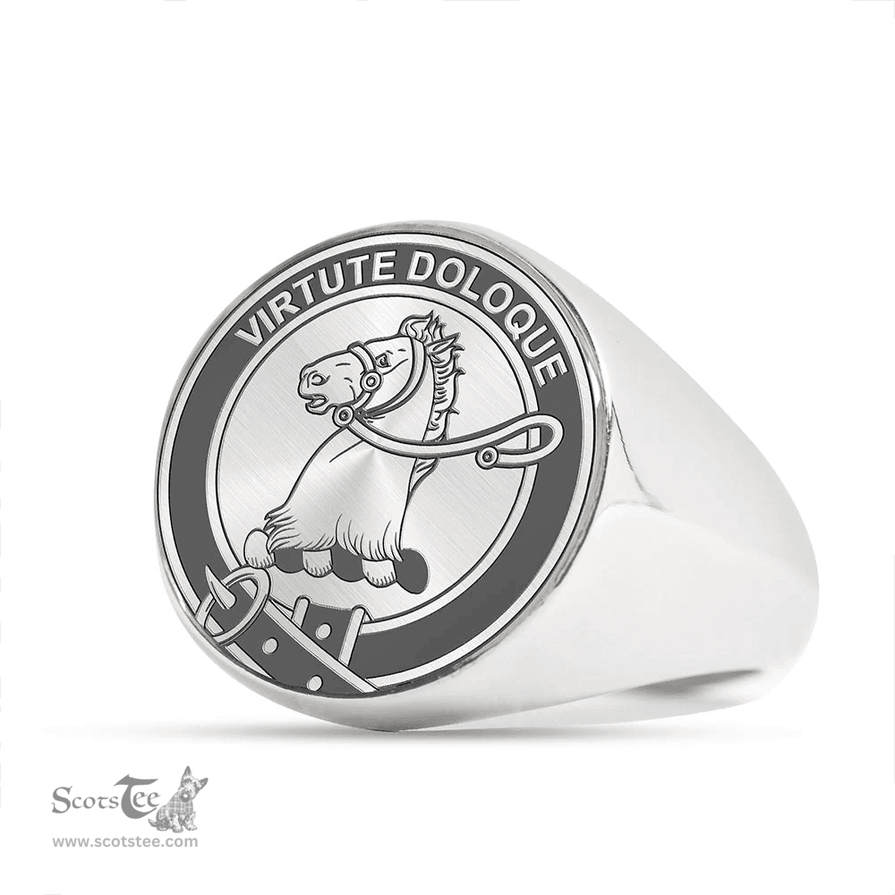 Scottish Binning (of Wallifoord) Clan Tartan Ring -  Engraved Signet Scottish Plaid Tartan Plaid