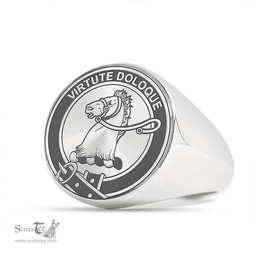 Scottish Binning (of Wallifoord) Clan Tartan Ring -  Engraved Signet Scottish Plaid Tartan Plaid