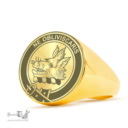Scottish Campbell of Breadalbane Clan Tartan Ring -  Engraved Signet Scottish Plaid Tartan Plaid
