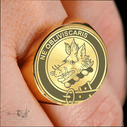 Scottish Campbell of Breadalbane Clan Tartan Ring -  Engraved Signet Scottish Plaid Tartan Plaid