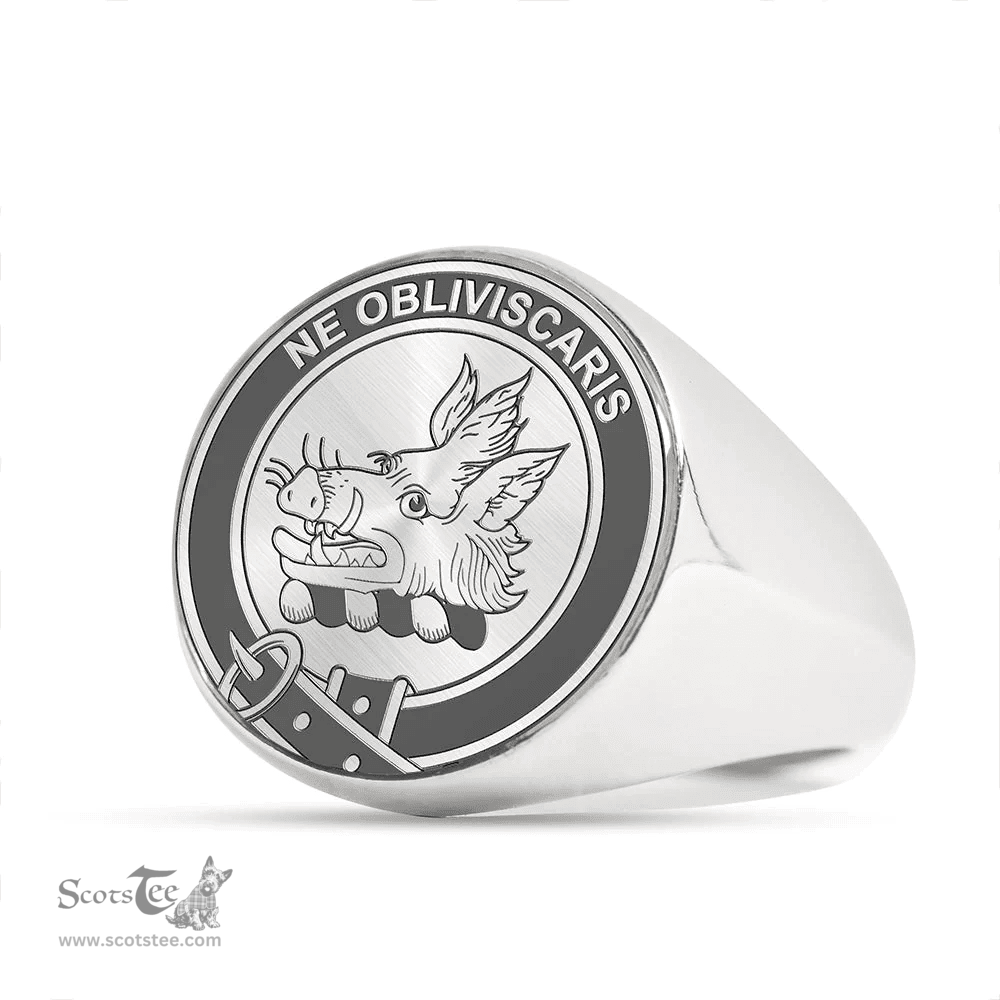 Scottish Campbell of Breadalbane Clan Tartan Ring -  Engraved Signet Scottish Plaid Tartan Plaid