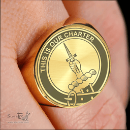 Scottish Charteris (Earl of Wemyss) Clan Tartan Ring -  Engraved Signet Scottish Plaid Tartan Plaid