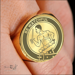 Scottish Darroch (of Gourock) Clan Tartan Ring -  Engraved Signet Scottish Plaid Tartan Plaid