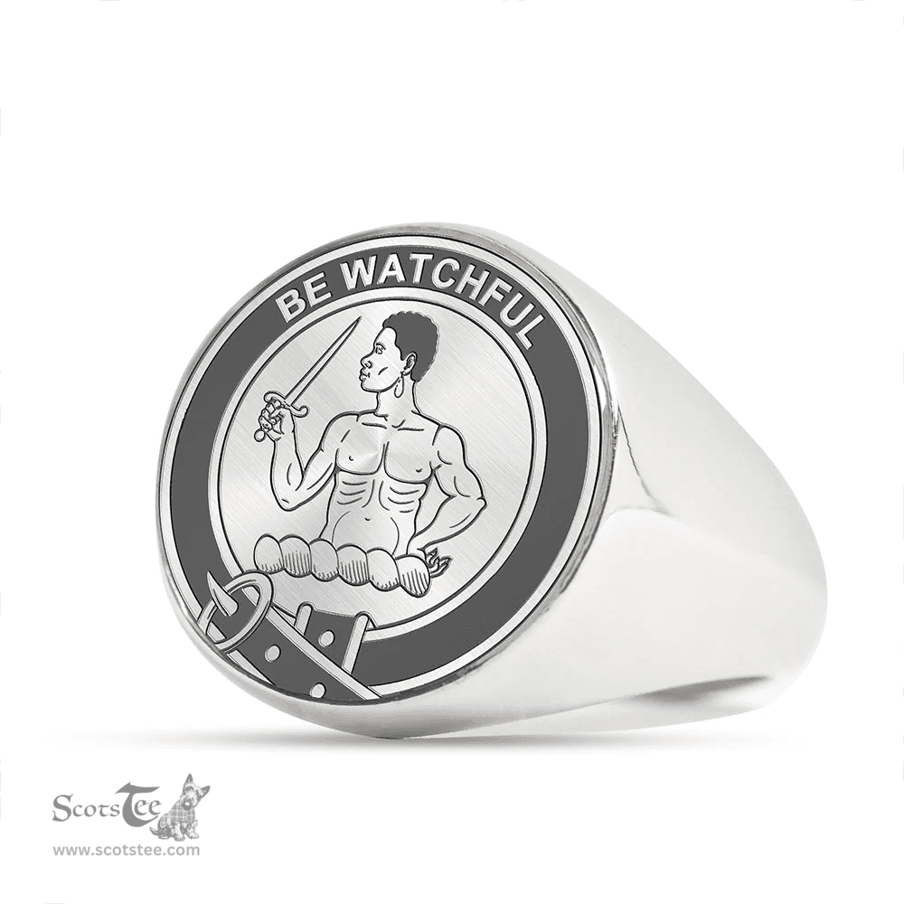 Scottish Darroch (of Gourock) Clan Tartan Ring -  Engraved Signet Scottish Plaid Tartan Plaid