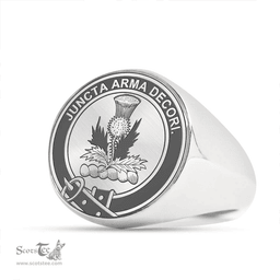Scottish Gow (of Skeoch) Clan Tartan Ring -  Engraved Signet Scottish Plaid Tartan Plaid