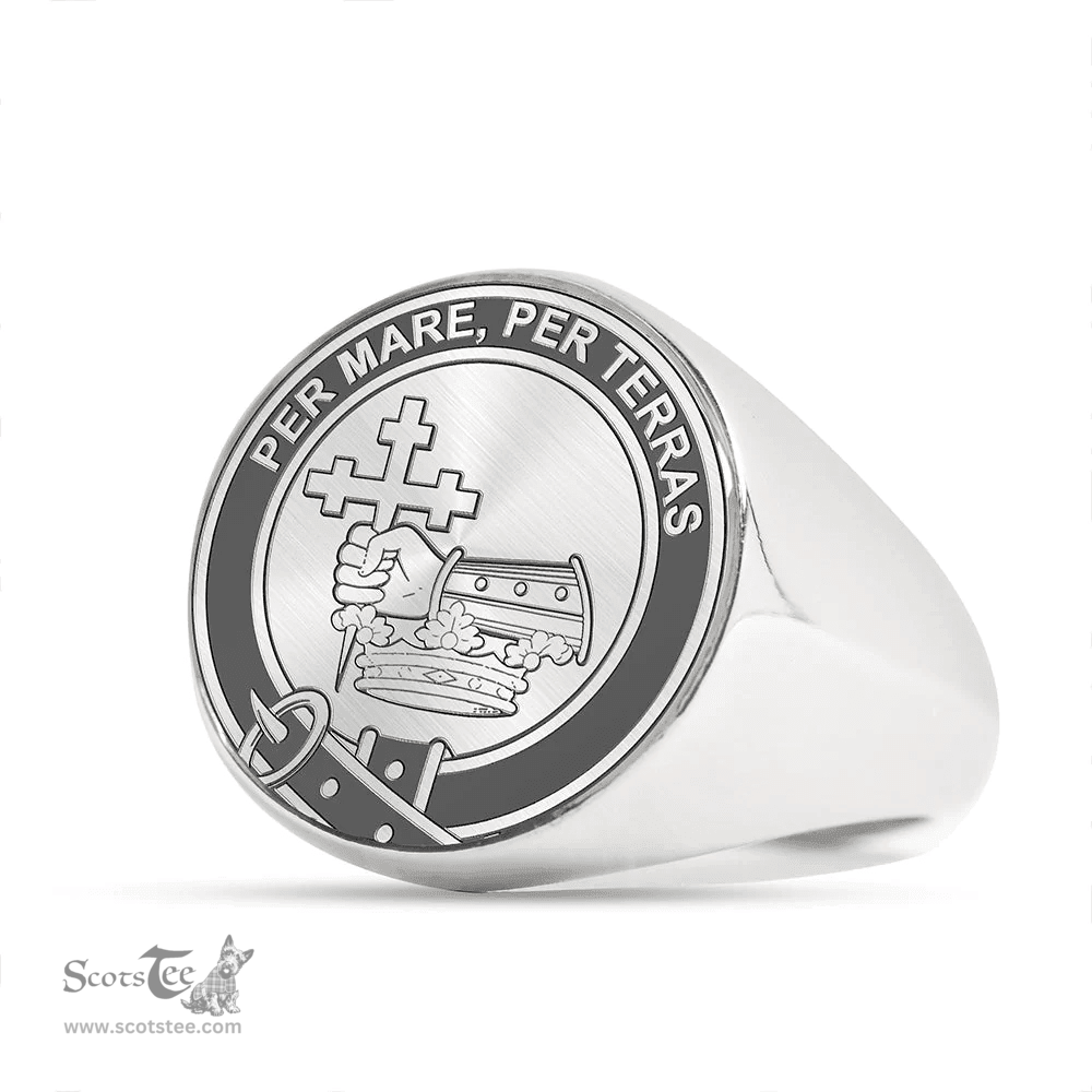Scottish MacDonald of Clanranald Clan Tartan Ring -  Engraved Signet Scottish Plaid Tartan Plaid