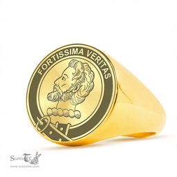 Scottish Kirkaldy (of Grange) Clan Tartan Ring -  Engraved Signet Scottish Plaid Tartan Plaid