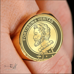 Scottish Kirkaldy (of Grange) Clan Tartan Ring -  Engraved Signet Scottish Plaid Tartan Plaid