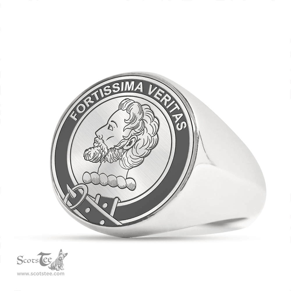 Scottish Kirkaldy (of Grange) Clan Tartan Ring -  Engraved Signet Scottish Plaid Tartan Plaid