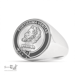 Scottish Kirkaldy (of Grange) Clan Tartan Ring -  Engraved Signet Scottish Plaid Tartan Plaid