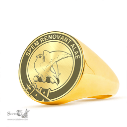 Scottish Norvel (or Norvill) Clan Tartan Ring -  Engraved Signet Scottish Plaid Tartan Plaid