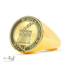 Scottish MacDonald of Sleat Clan Tartan Ring -  Engraved Signet Scottish Plaid Tartan Plaid