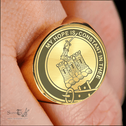 Scottish MacDonald of Sleat Clan Tartan Ring -  Engraved Signet Scottish Plaid Tartan Plaid
