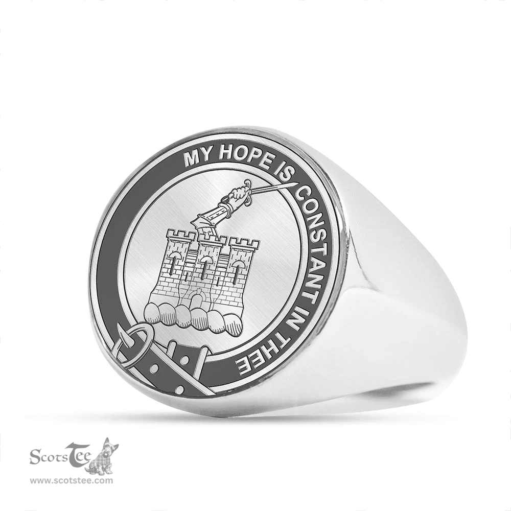 Scottish MacDonald of Sleat Clan Tartan Ring -  Engraved Signet Scottish Plaid Tartan Plaid