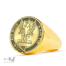 Scottish MacDonnell of Glengarry Clan Tartan Ring -  Engraved Signet Scottish Plaid Tartan Plaid