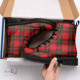 Scottish Crief District Clan Tartan Leather Boots - Classic Scottish Plaid Tartan Plaid