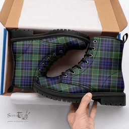 Scottish Newman Clan Tartan Leather Boots - Classic Scottish Plaid Tartan Plaid