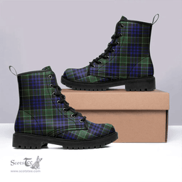 Scottish Newman Clan Tartan Leather Boots - Classic Scottish Plaid Tartan Plaid