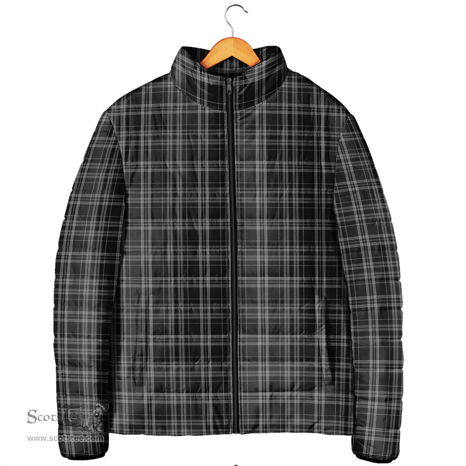 Scottish Clergy Grey Clan Tartan Padded Jacket - Tartan Plaid Jacket Scotstee Shop - Tartan Plaid - scotstee.com