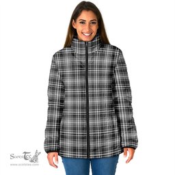 Scottish MacLean Black and White Clan Tartan Padded Jacket - Tartan Plaid Jacket Scotstee Shop - Tartan Plaid - scotstee.com