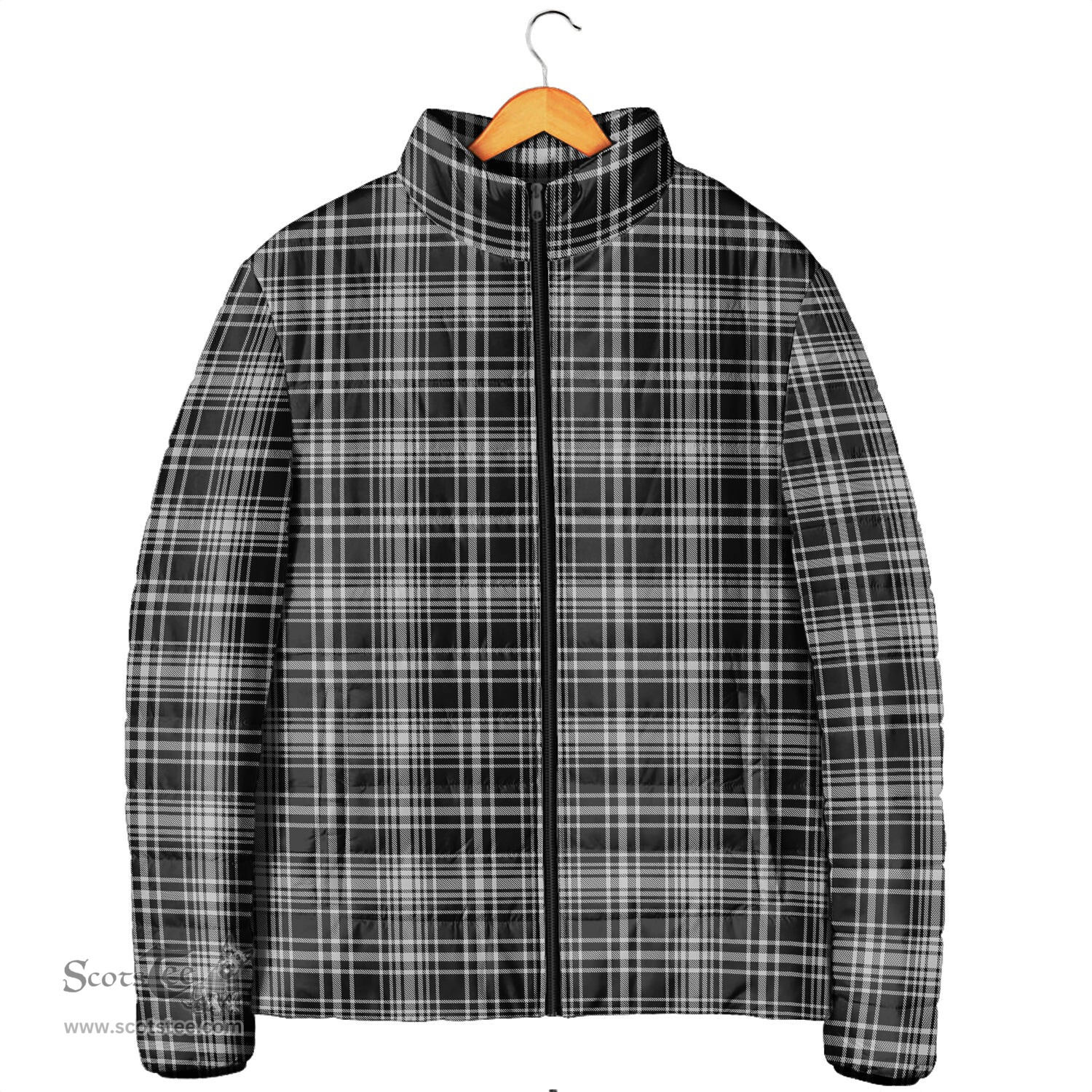 Scottish MacLean Black and White Clan Tartan Padded Jacket - Tartan Plaid Jacket Scotstee Shop - Tartan Plaid - scotstee.com