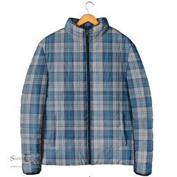 Scottish Menzies Dress Blue and White Clan Tartan Padded Jacket - Tartan Plaid Jacket Scotstee Shop - Tartan Plaid - scotstee.com