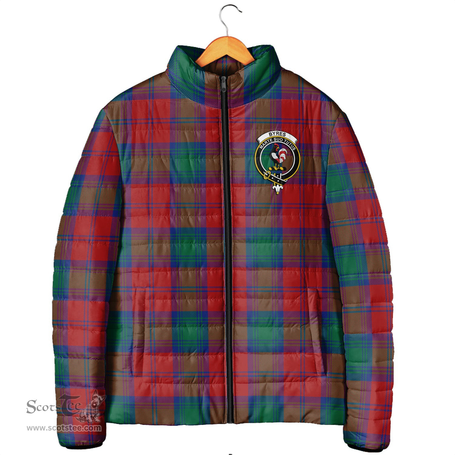 Scottish Byres (Byses) Clan Crest Tartan Padded Jacket with Family Crest - Tartan Plaid Jacket ScotsTee Shop - Tartan Plaid - scotstee.com
