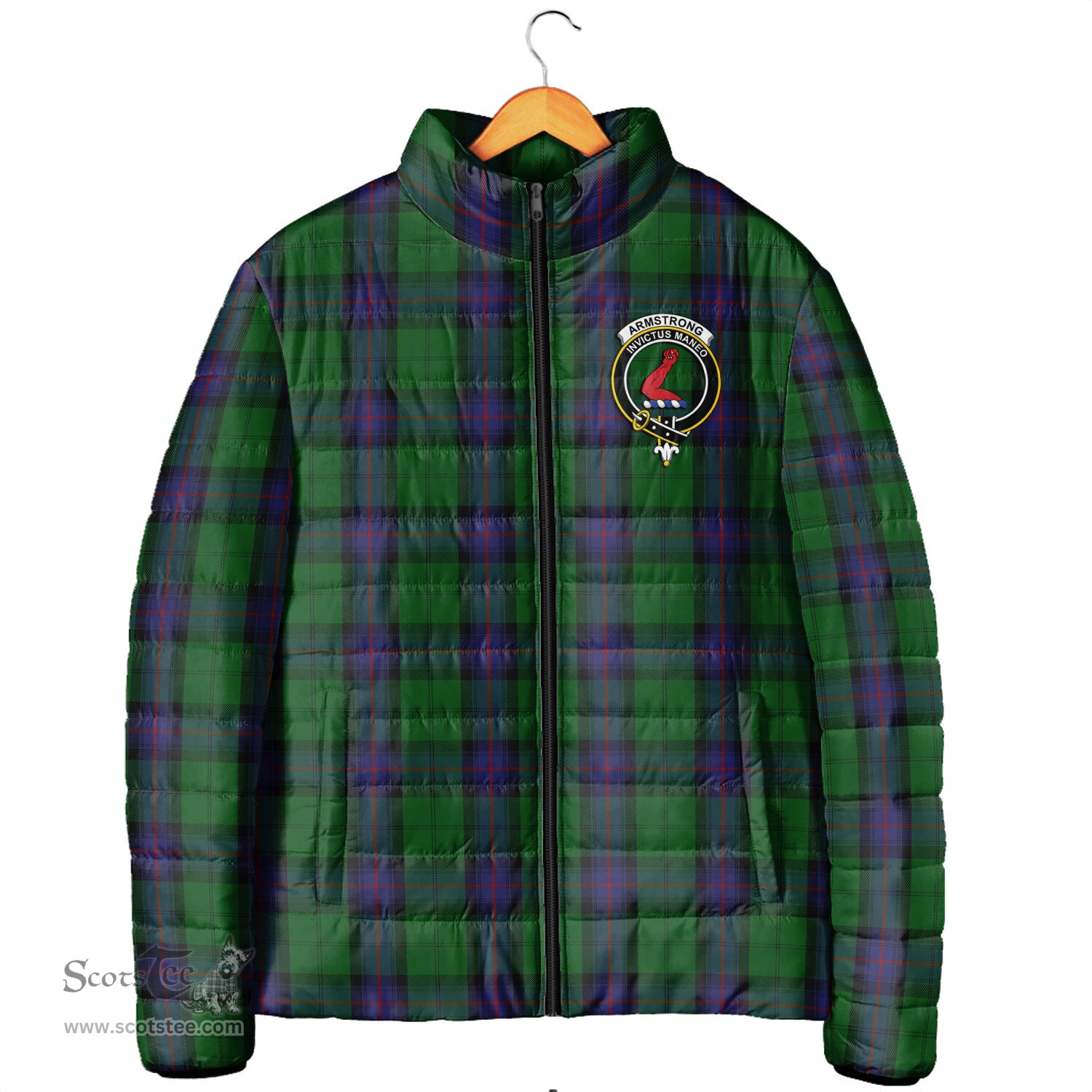 Scottish Armstrong Clan Crest Tartan Padded Jacket with Family Crest - Tartan Plaid Jacket ScotsTee Shop - Tartan Plaid - scotstee.com