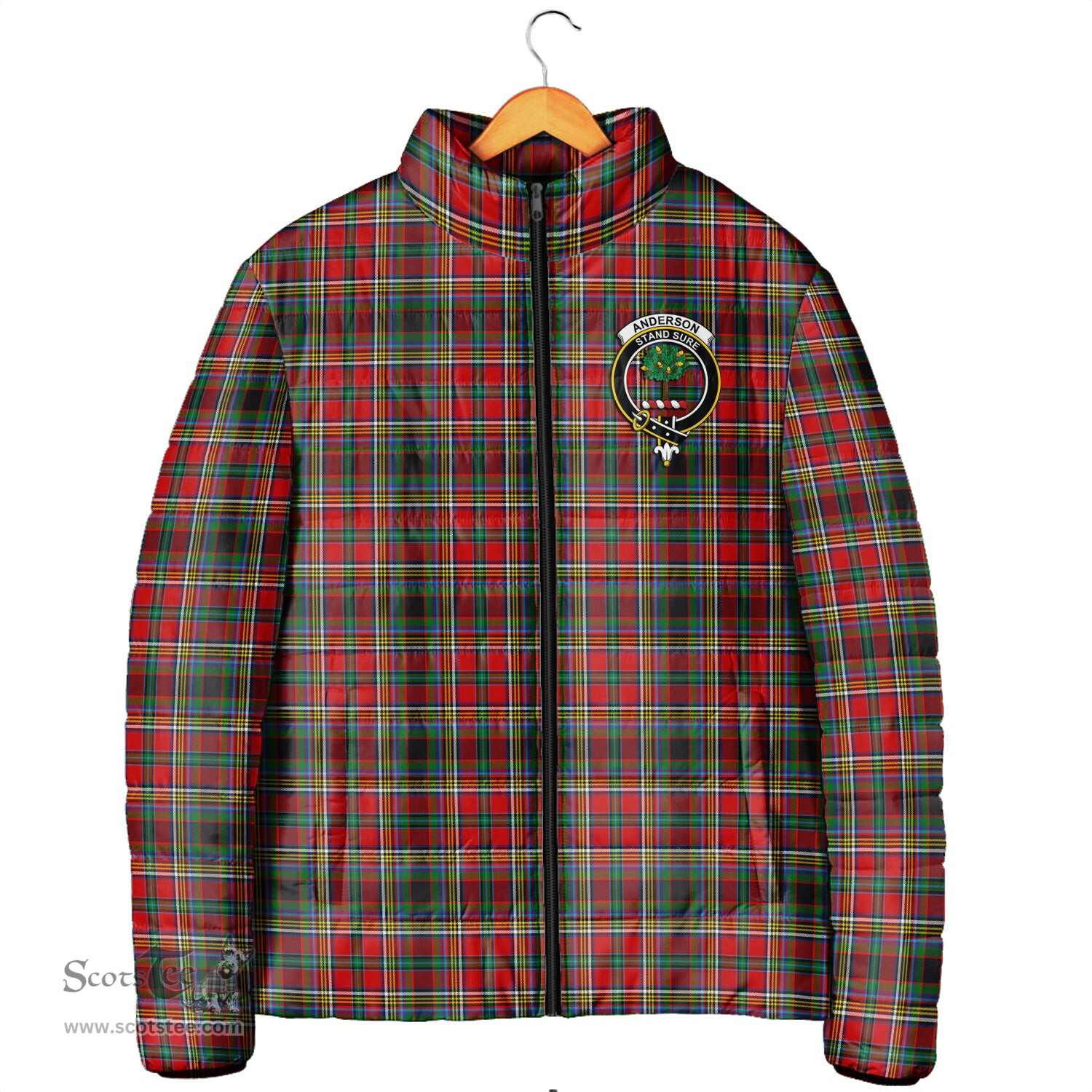 Scottish Anderson of Arbrake Clan Crest Tartan Padded Jacket with Family Crest - Tartan Plaid Jacket ScotsTee Shop - Tartan Plaid - scotstee.com