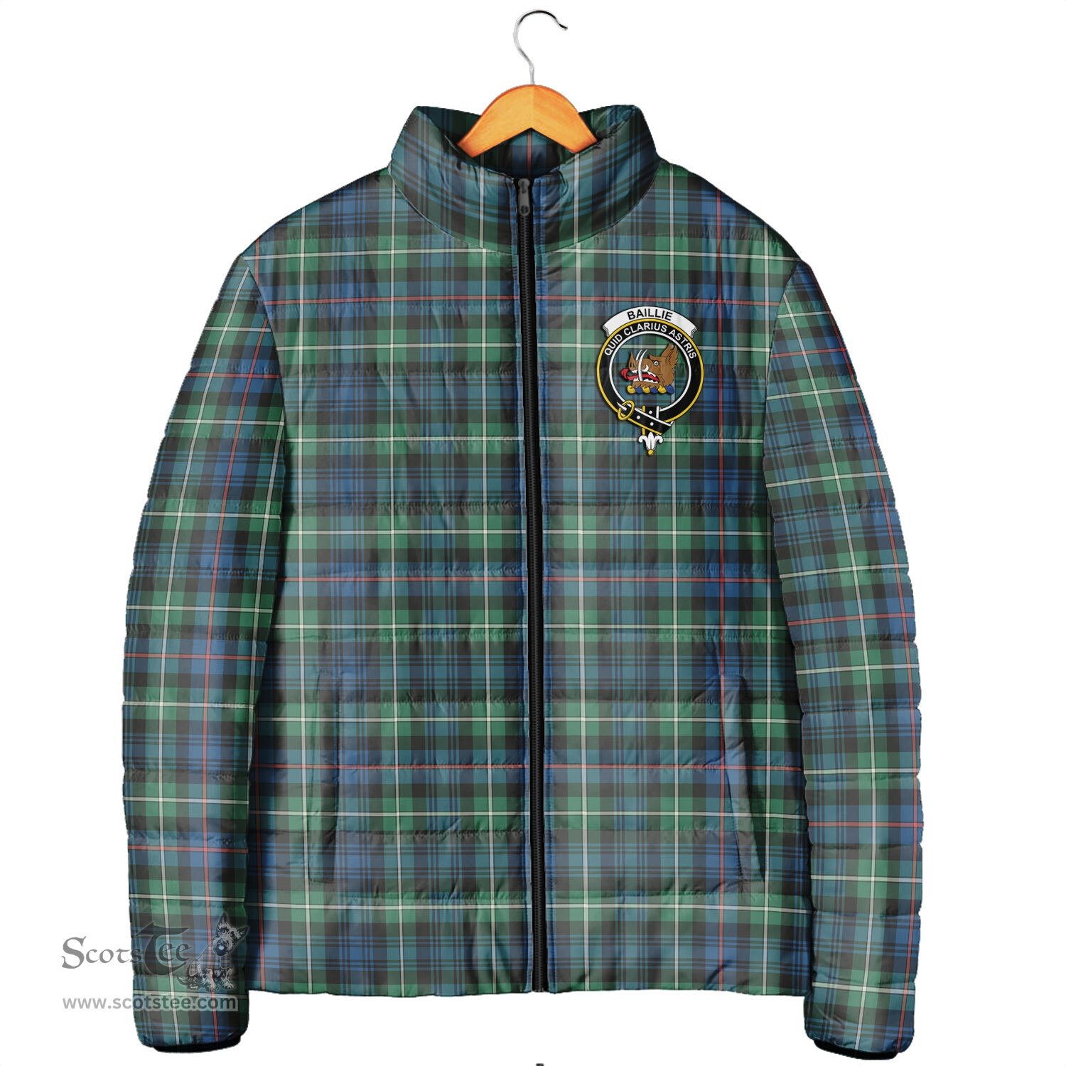 Scottish Baillie Ancient Clan Crest Tartan Padded Jacket with Family Crest - Tartan Plaid Jacket ScotsTee Shop - Tartan Plaid - scotstee.com