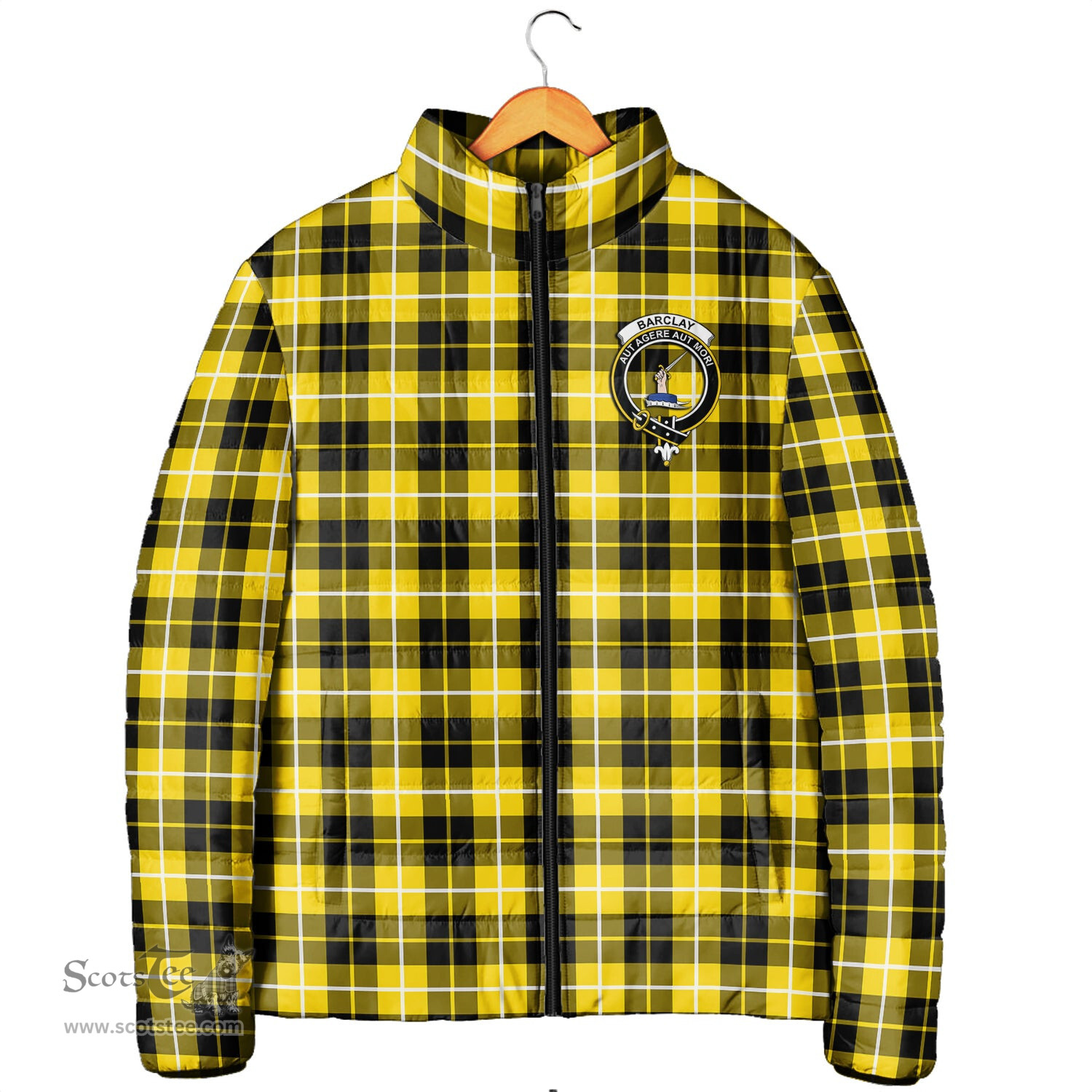 Scottish Barclay Dress Modern Clan Crest Tartan Padded Jacket with Family Crest - Tartan Plaid Jacket ScotsTee Shop - Tartan Plaid - scotstee.com