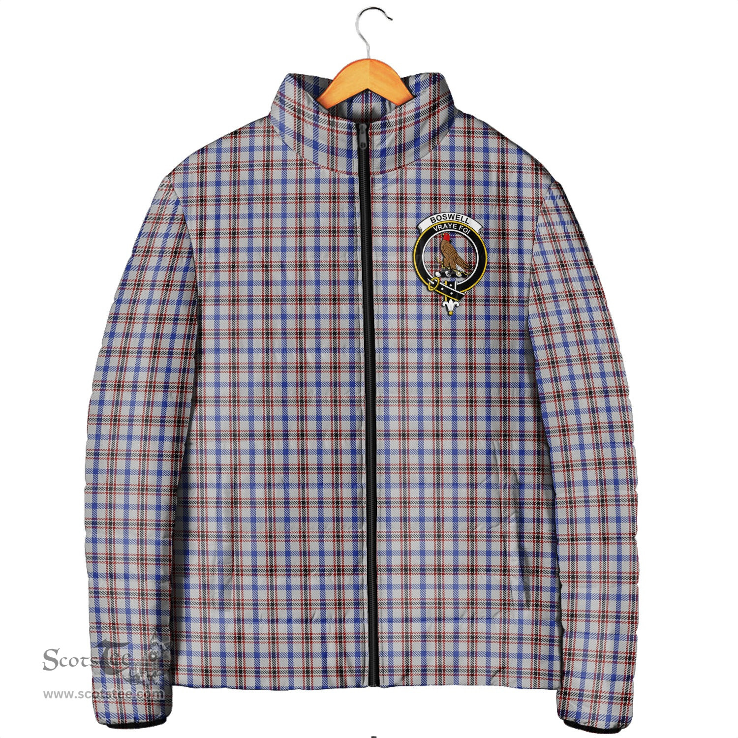 Scottish Boswell Clan Crest Tartan Padded Jacket with Family Crest - Tartan Plaid Jacket ScotsTee Shop - Tartan Plaid - scotstee.com