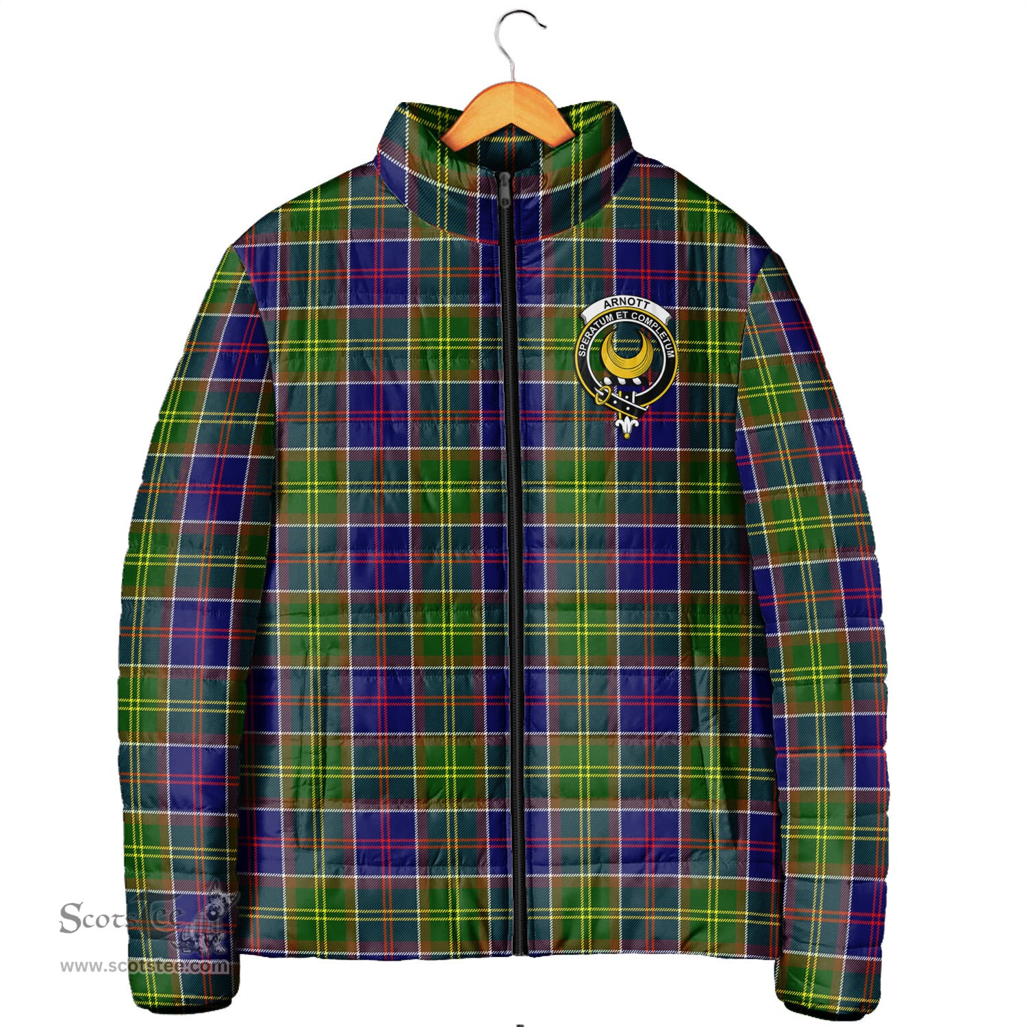 Scottish Arnott Clan Crest Tartan Padded Jacket with Family Crest - Tartan Plaid Jacket ScotsTee Shop - Tartan Plaid - scotstee.com