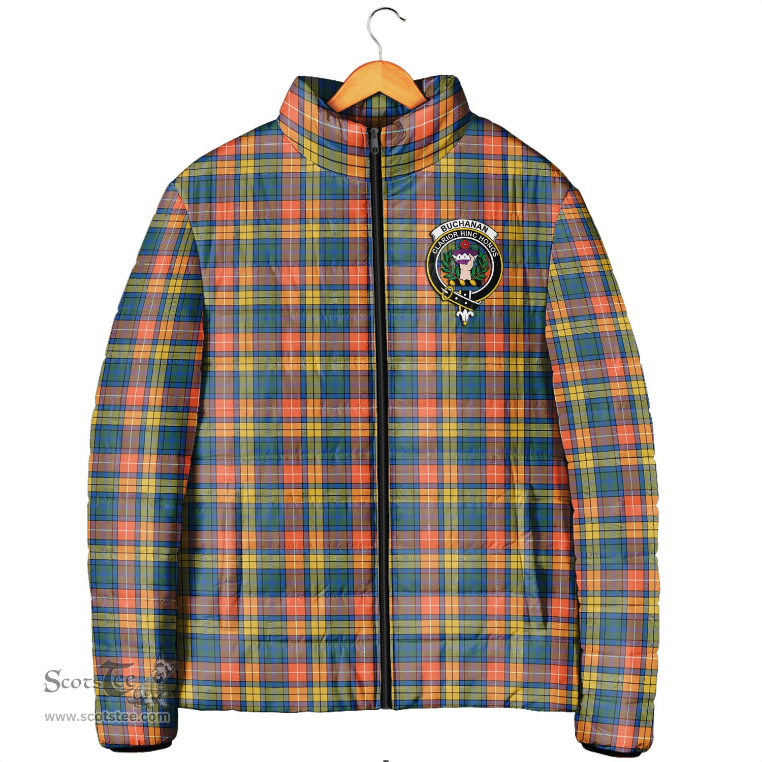 Scottish Buchanan Ancient Clan Crest Tartan Padded Jacket with Family Crest - Tartan Plaid Jacket ScotsTee Shop - Tartan Plaid - scotstee.com