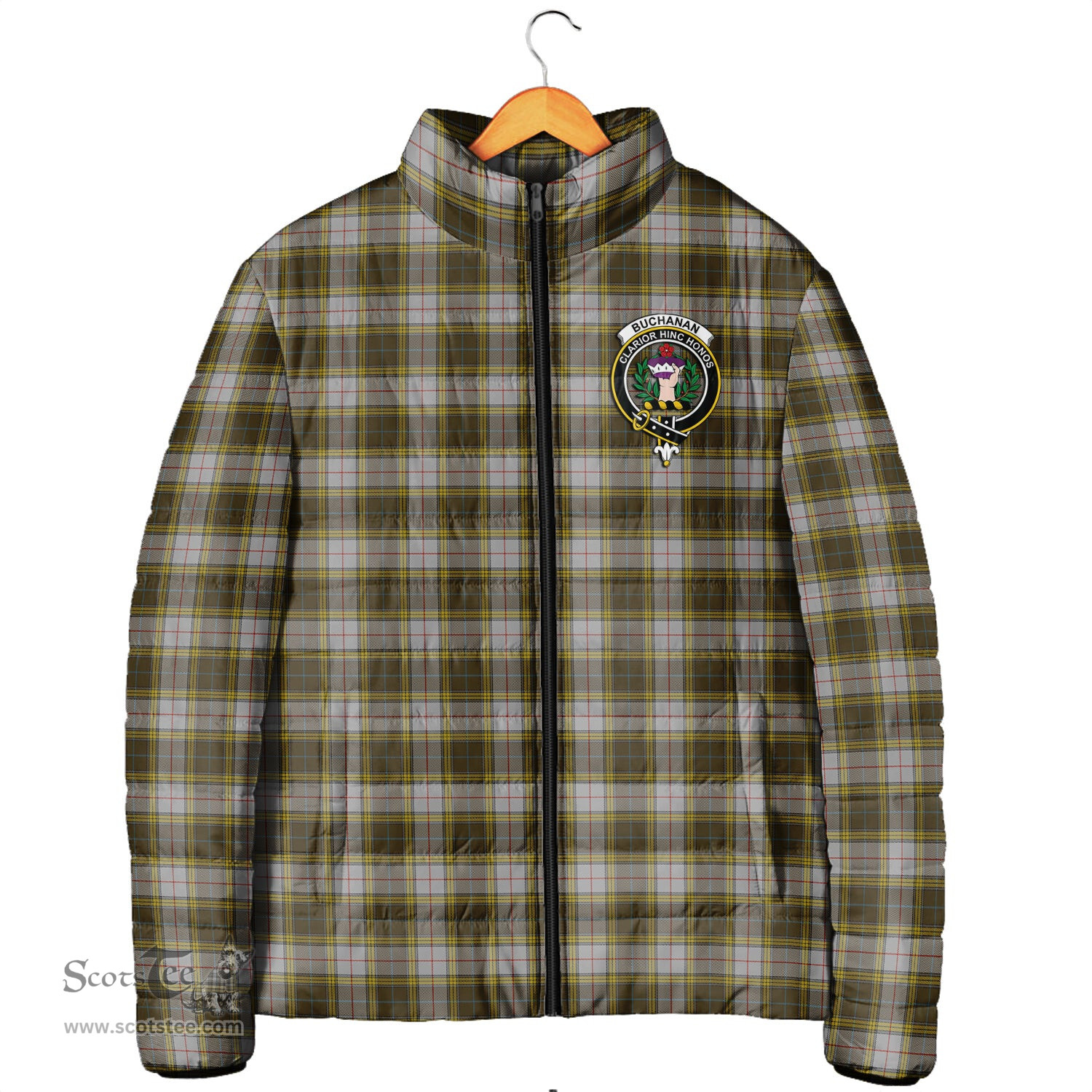 Scottish Buchanan Dress Clan Crest Tartan Padded Jacket with Family Crest - Tartan Plaid Jacket ScotsTee Shop - Tartan Plaid - scotstee.com