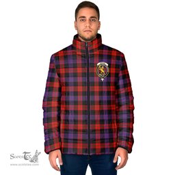 Scottish Broun Modern Clan Crest Tartan Padded Jacket with Family Crest - Tartan Plaid Jacket ScotsTee Shop - Tartan Plaid - scotstee.com