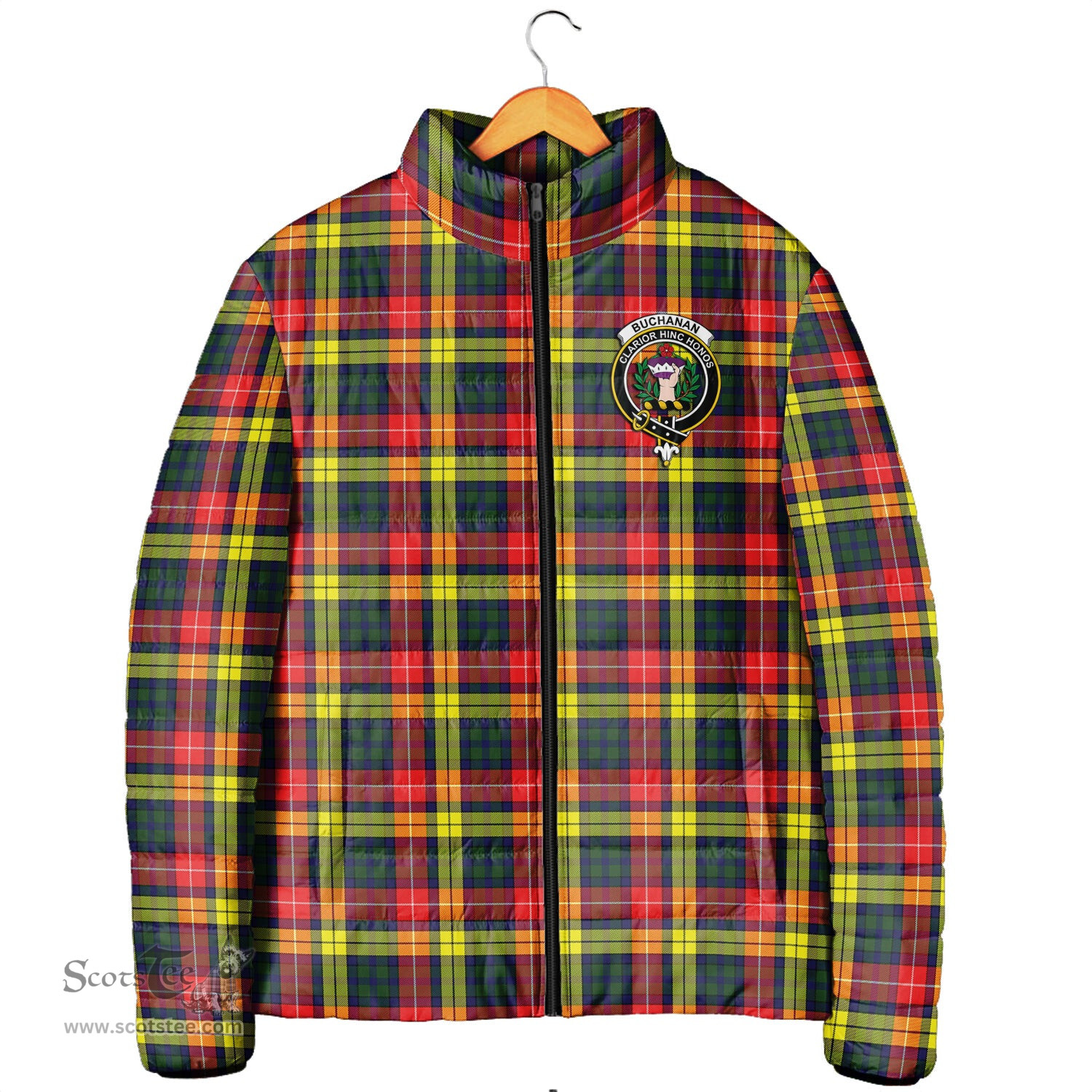 Scottish Buchanan Modern Clan Crest Tartan Padded Jacket with Family Crest - Tartan Plaid Jacket ScotsTee Shop - Tartan Plaid - scotstee.com