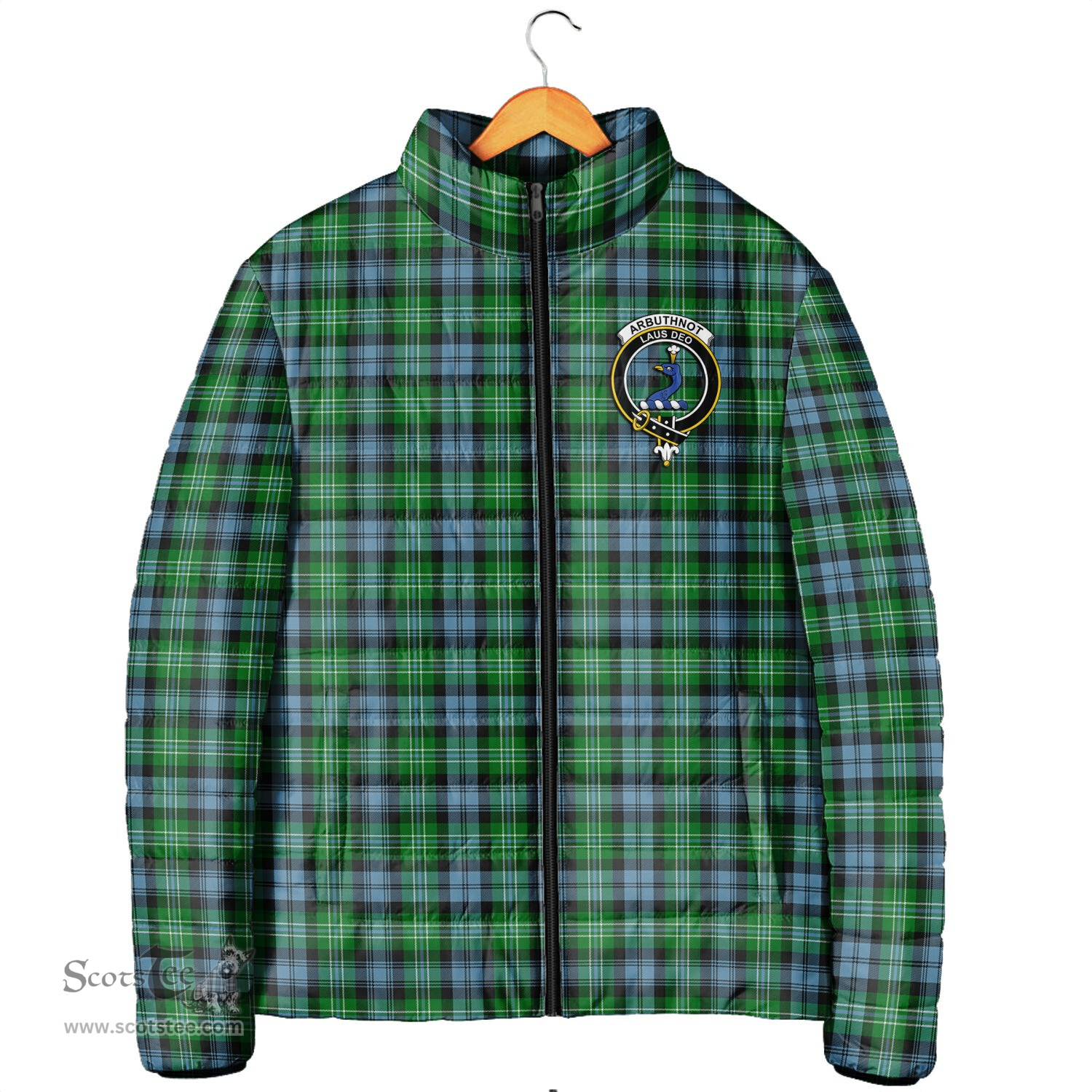 Scottish Arbuthnot Ancient Clan Crest Tartan Padded Jacket with Family Crest - Tartan Plaid Jacket ScotsTee Shop - Tartan Plaid - scotstee.com