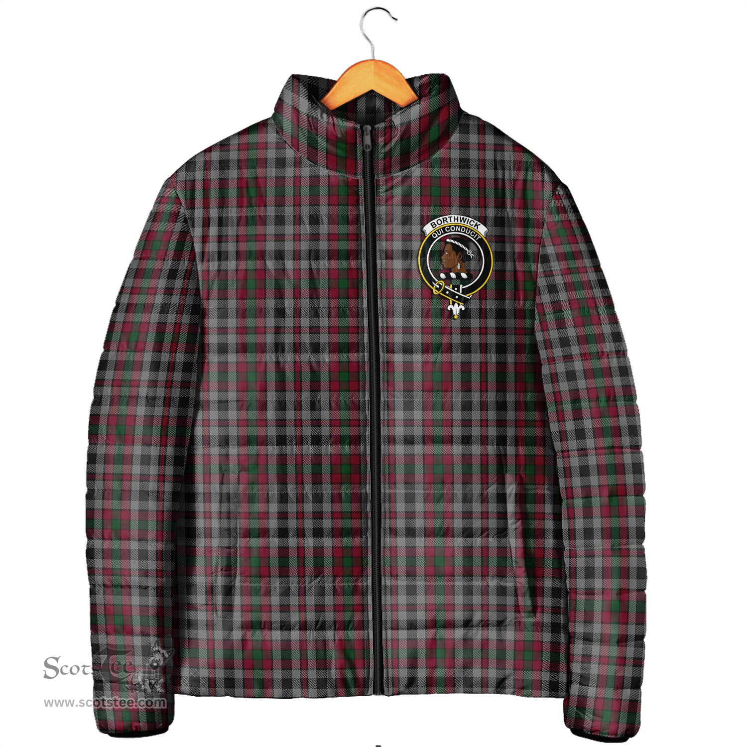 Scottish Borthwick Clan Crest Tartan Padded Jacket with Family Crest - Tartan Plaid Jacket ScotsTee Shop - Tartan Plaid - scotstee.com