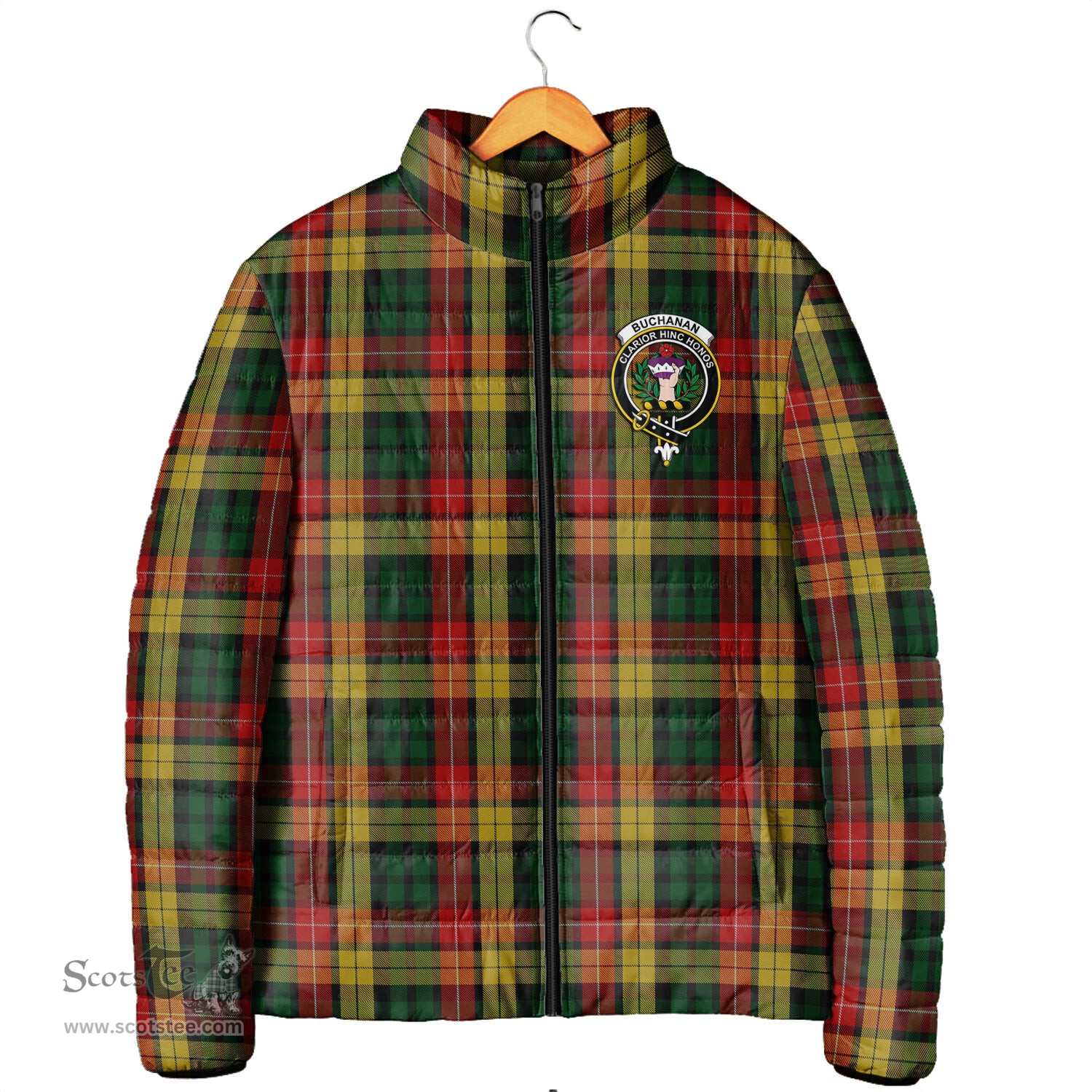 Scottish Buchanan Clan Crest Tartan Padded Jacket with Family Crest - Tartan Plaid Jacket ScotsTee Shop - Tartan Plaid - scotstee.com