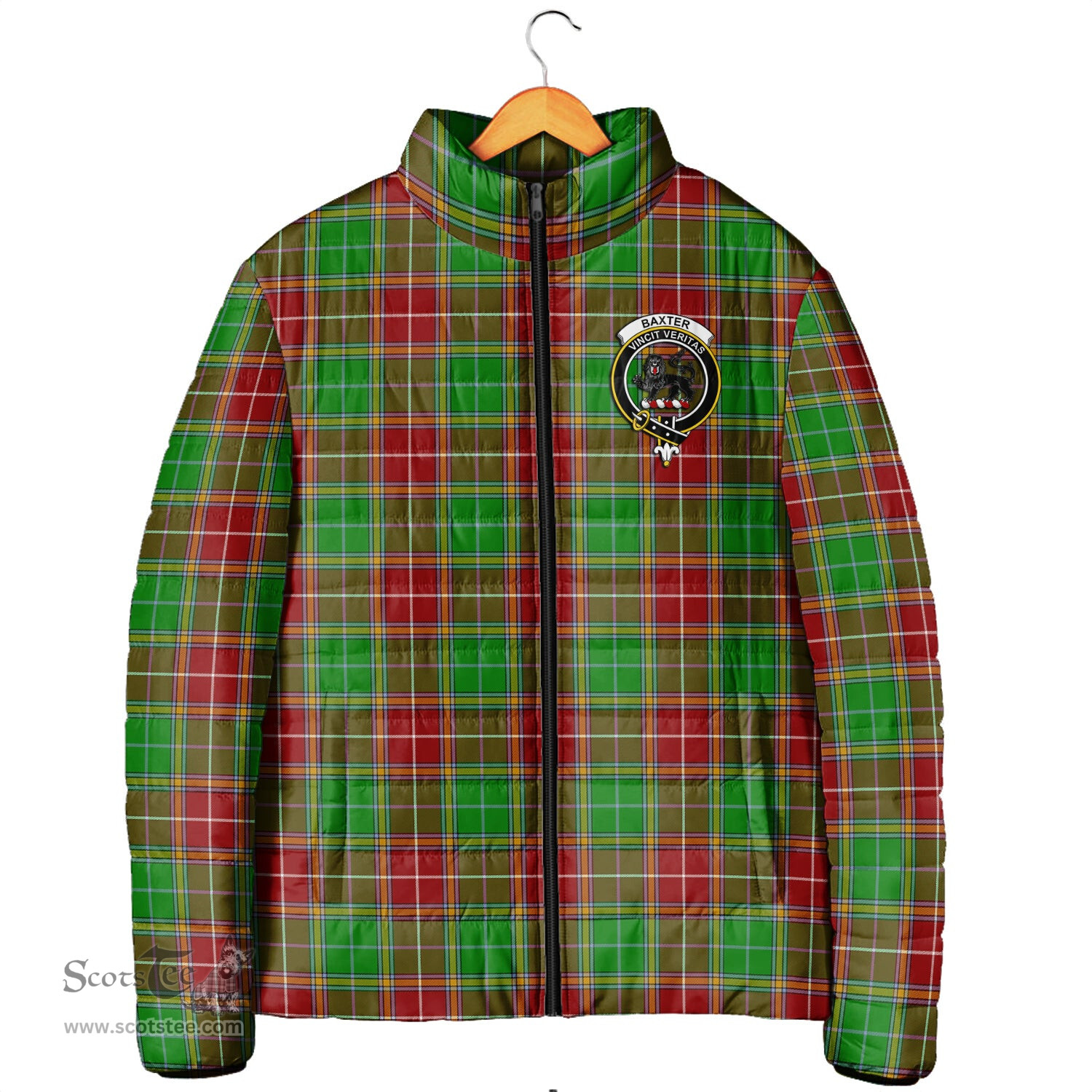 Scottish Baxter Modern Clan Crest Tartan Padded Jacket with Family Crest - Tartan Plaid Jacket ScotsTee Shop - Tartan Plaid - scotstee.com