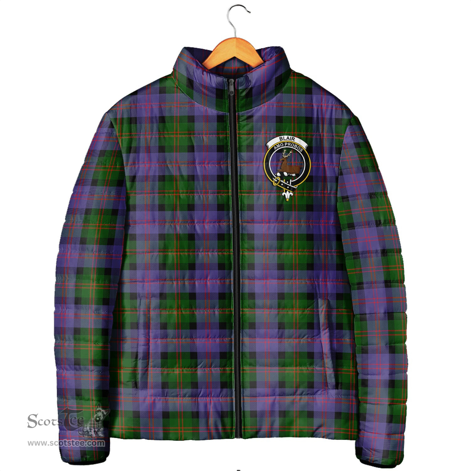 Scottish Blair Modern Clan Crest Tartan Padded Jacket with Family Crest - Tartan Plaid Jacket ScotsTee Shop - Tartan Plaid - scotstee.com