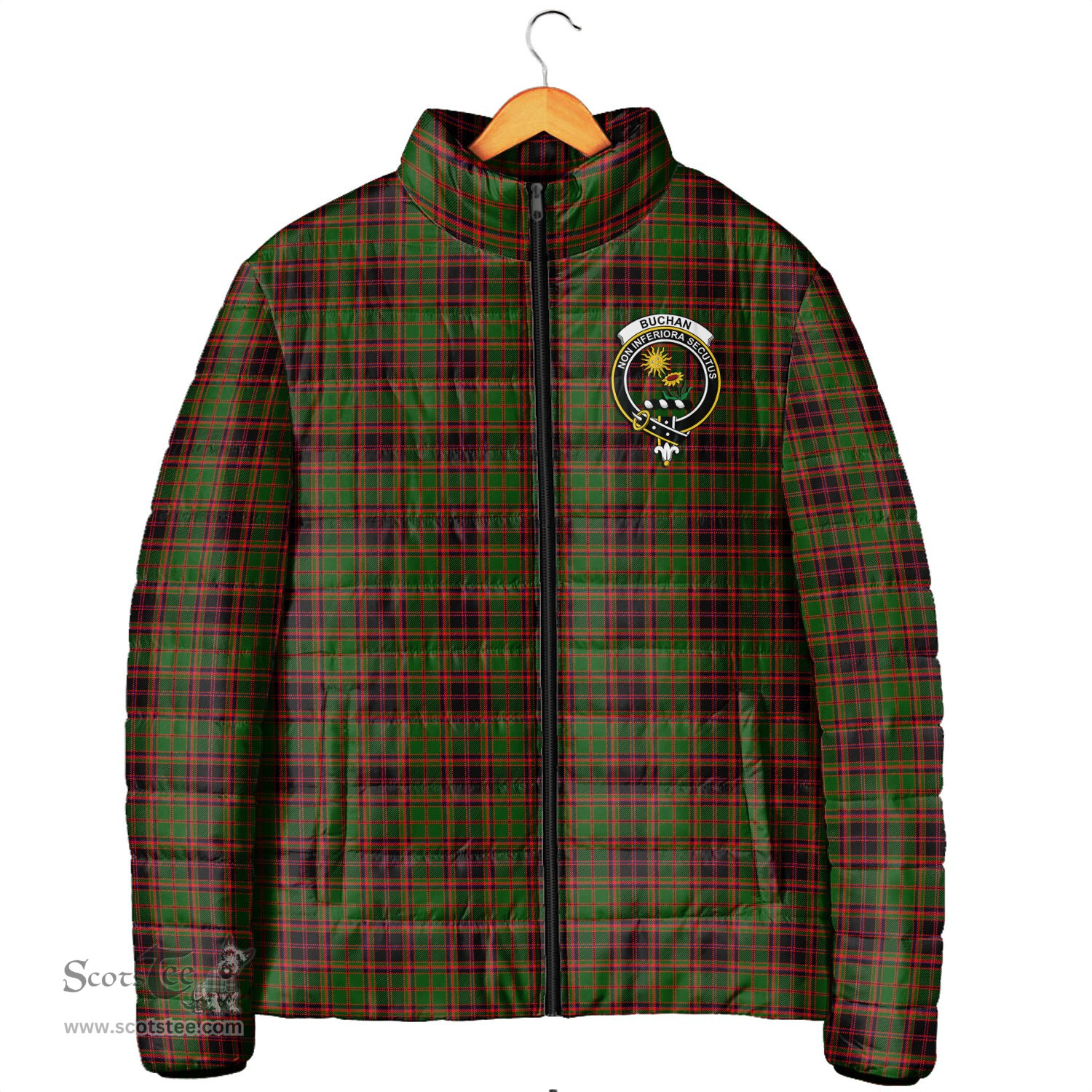 Scottish Buchan Modern Clan Crest Tartan Padded Jacket with Family Crest - Tartan Plaid Jacket ScotsTee Shop - Tartan Plaid - scotstee.com